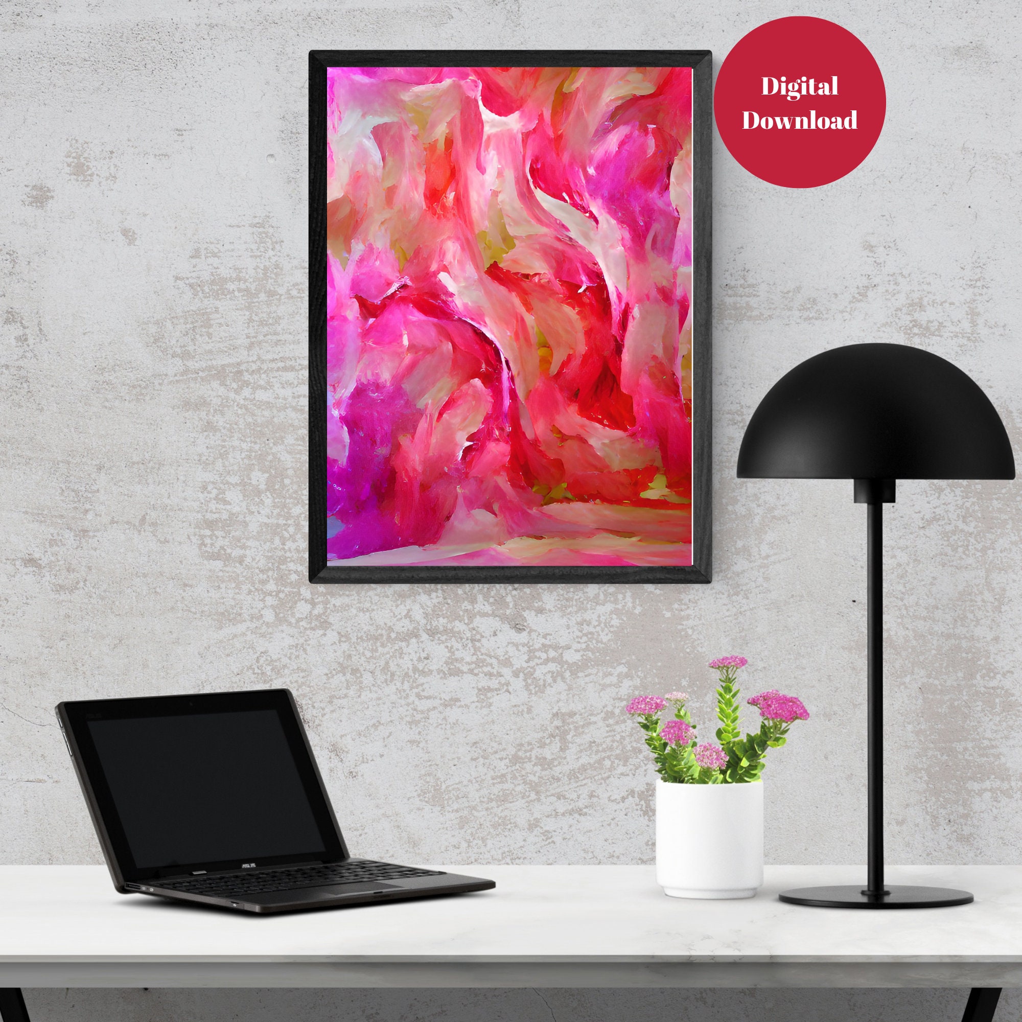 Colorful Pink Abstract Art Printable Wall Art Painting - Etsy