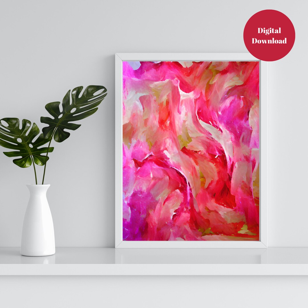 Colorful Pink Abstract Art Printable Wall Art Painting Downloadable Art ...