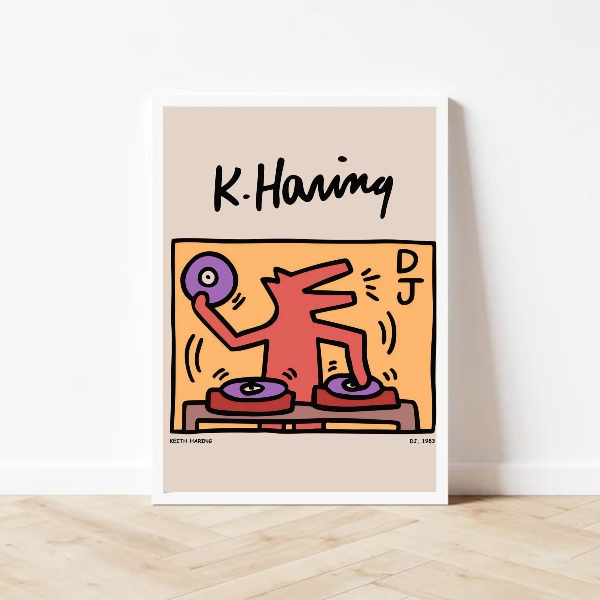 Keith Haring DJ Dog Print: Pop Art Exhibition Poster (digital