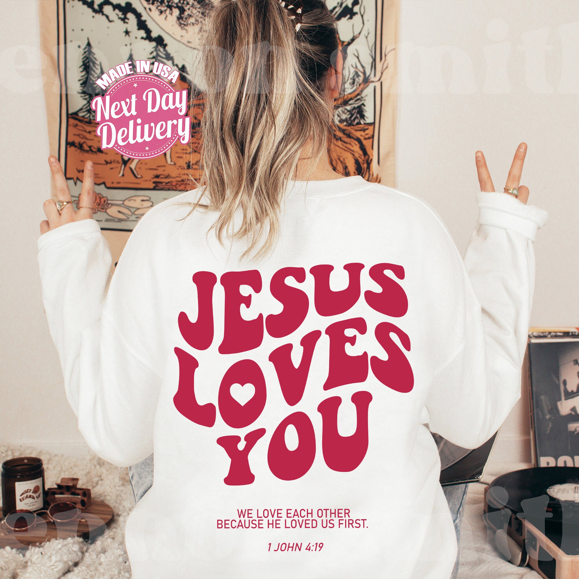 Jesus Loves You Hoodie Christian Hoodie Christian Sweatshirt Etsy