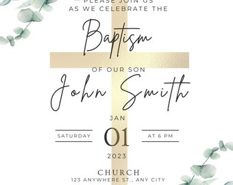 Baptism/Christening Invitations Boy Themed English or Spanish. Invitación de Bautismo para Niño.