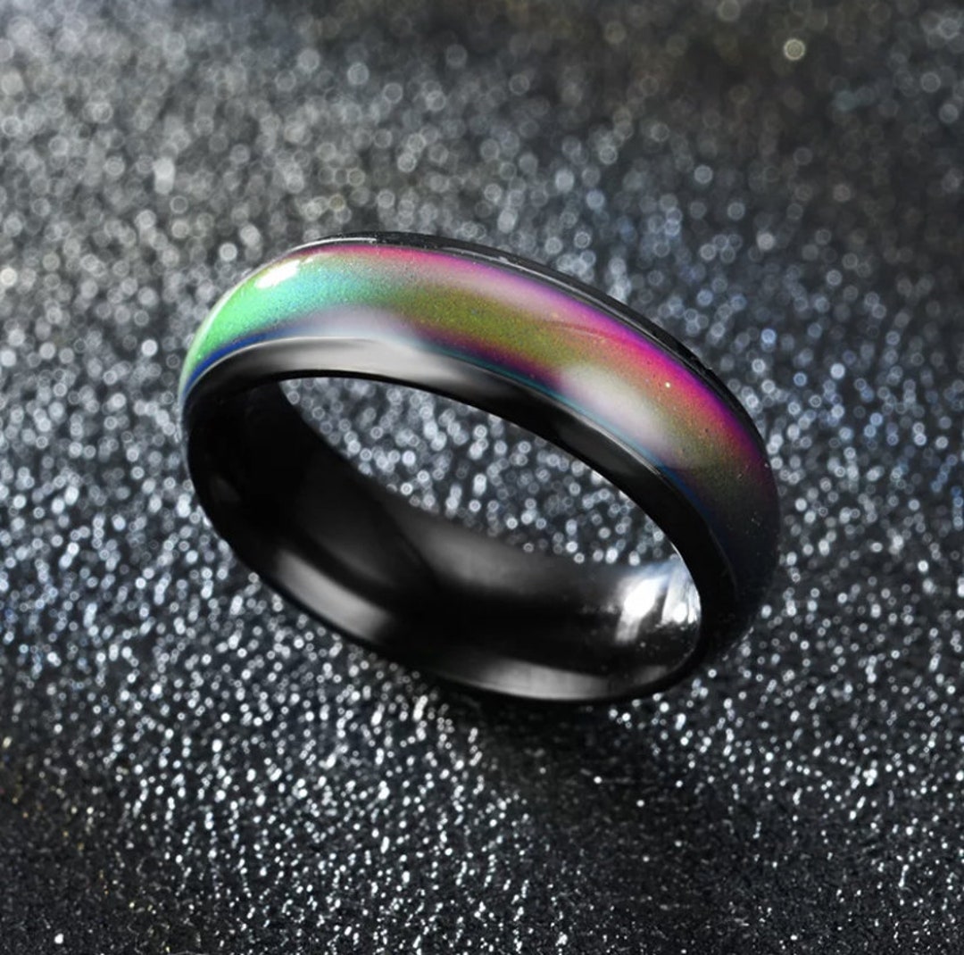 Mood Ring - Colour Changing - Fun Temperature Responsive - Great Gift - All Ages - Different Band Colours - Black - Rose - Gold - Waterproof