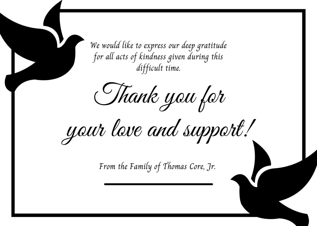Funeral Thank You Card Template Etsy