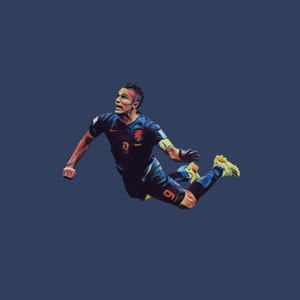 Sport-T-shirt - voetbal-T-shirt - Robin Van Persie Flying Dutchman kopbal doelpunt vs Spanje, WK 2014 - sport, voetbal, plezier, geschiedenis