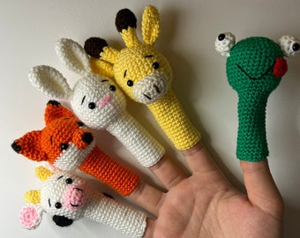 Fingerpuppen, Tiere, Amigurumi, Puppen, häkeln, personalisierte Geschenke, Rollenspiele, Pädagogik, Puppen, Kinder Spielzeug