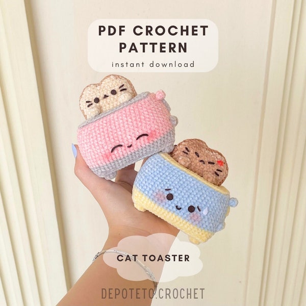 PATTERN Cat Toaster, crochet patterns, instant digital download, English Language