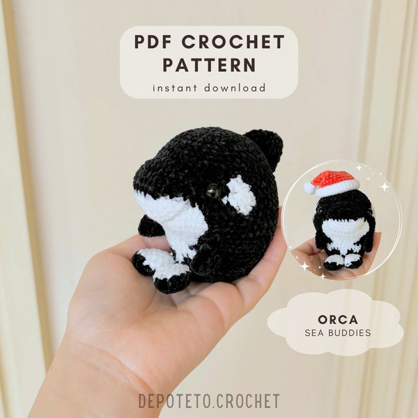 PATTERN Christmas Orca crochet patterns, instant digital download, English Language
