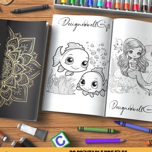 20 Under the Sea Coloring Pages, Printable Sea Creatures Coloring Sheets, Ocean Animals PDF, Mermaid Coloring Pages, Deep Sea Coloring files