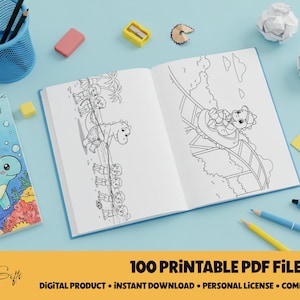 子供向けのかわいい恐竜のぬり絵 100 枚、恐竜のぬり絵、赤ちゃん恐竜の印刷可能な PDF、誕生日のぬり絵アクティビティ、デジタル ダウンロード