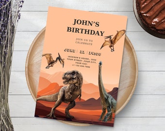 Bewerkbare Jurassic World verjaardagsuitnodiging sjabloon, afdrukbare dinosaurus uitnodiging voor feest, uitnodiging voor verjaardagsfeestje, Instant Download