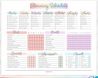 EDITIERBARER Reinigungsplaner, druckbare Checkliste für die Reinigung, Reinigungsplan, monatliche Reinigungsliste, Reinigung zu Hause, wöchentliche Hausarbeit