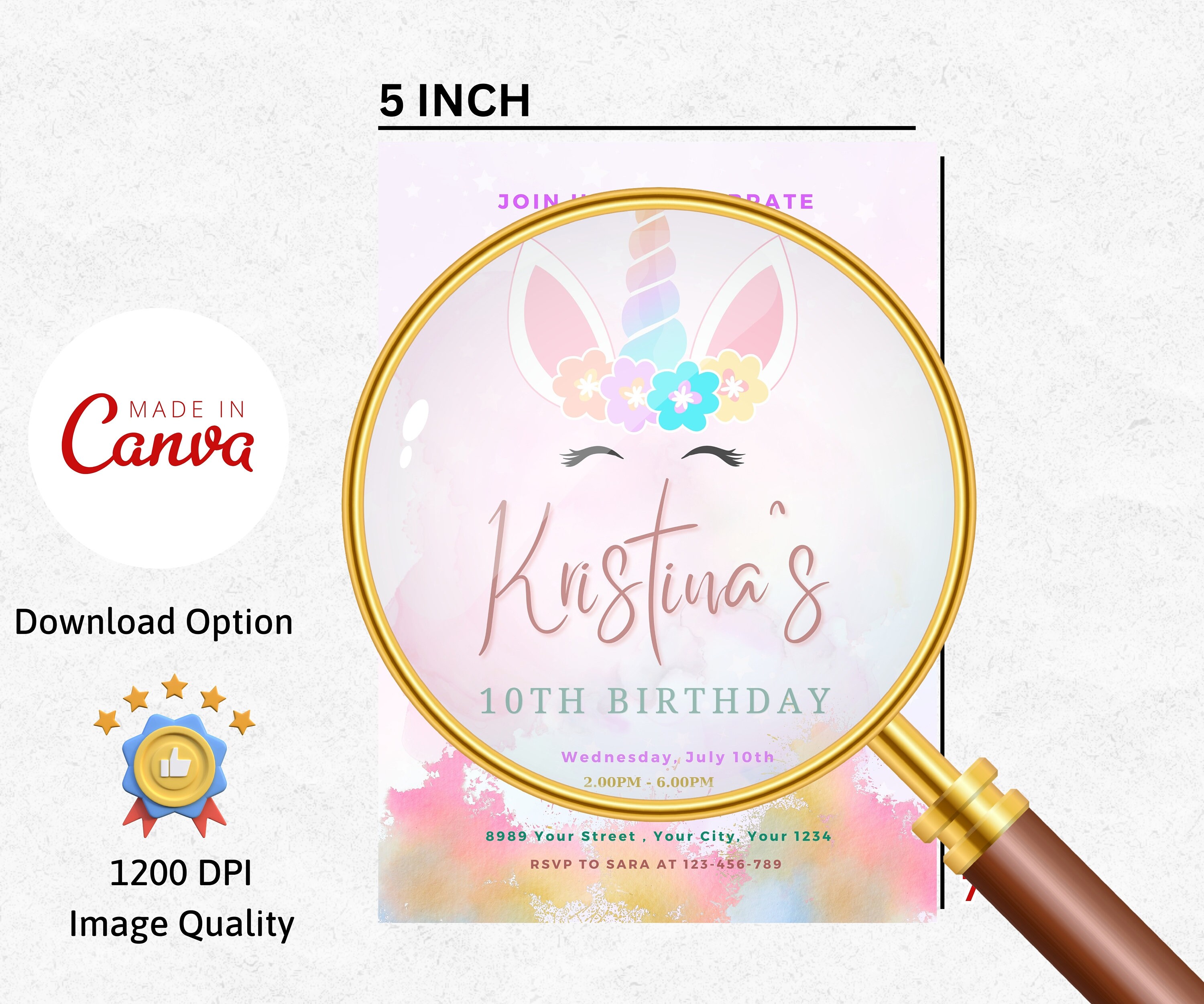 Editable Rainbow Unicorn Invitation, Printable Unicorn Colorful Birthday Template, Rainbow ...