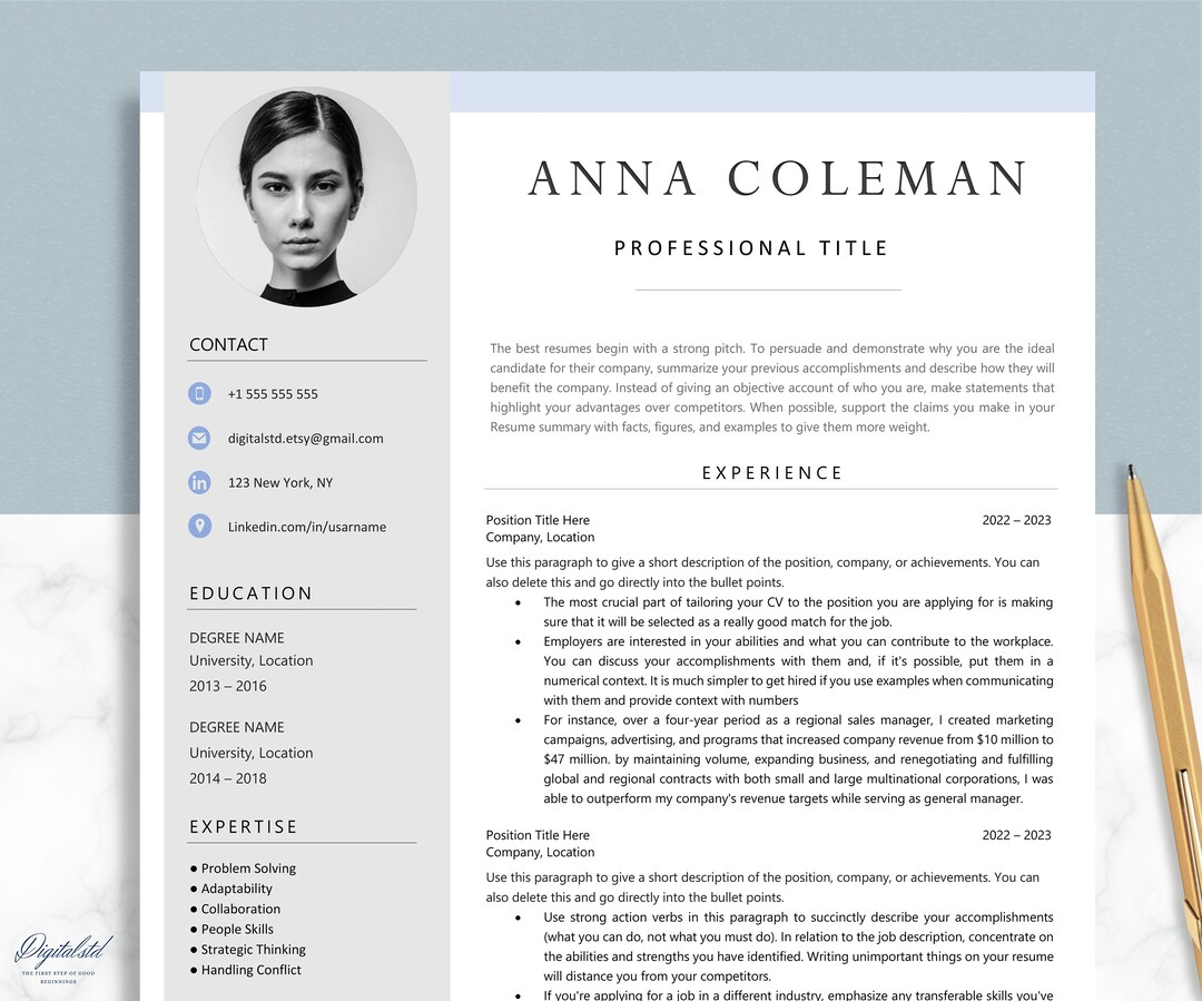 Google Docs, Word & Pages Resume Template + Cover Letter + References ...