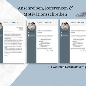 Kreative Bewerbungsvorlage auf Deutsch mit tabellarischem Lebenslauf, Motivationsschreiben, Deckblatt und Anhänge für Word und Pages Bild 5