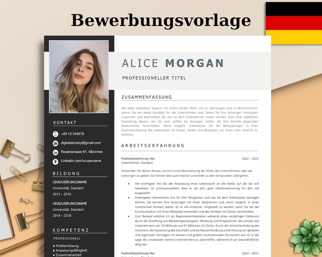 Curriculum Vitae Template German Word Pages Templates Etsy Curriculum Vitae Template German Word Pages Templates Etsy
