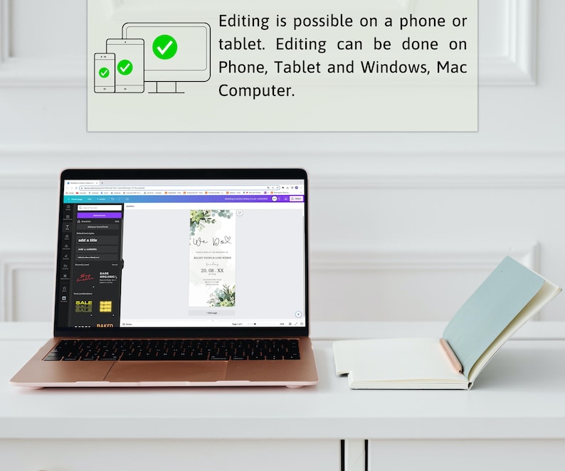 DIY Digital Wedding Invitation, We Do Digital Invitation, Greenery invitation Template, Eucalyptus Mobile Invite, Instant Download, DIY 2023 zdjęcie 9