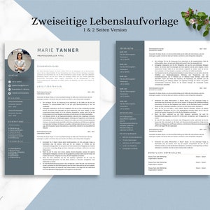 Kreative Bewerbungsvorlage auf Deutsch mit tabellarischem Lebenslauf, Motivationsschreiben, Deckblatt und Anhänge für Word und Pages Bild 3