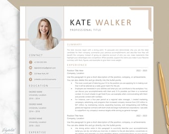 Resume Template with Photo, Professional Resume Template for Word & Pages, Clean CV Template with Picture, Resume and Cover Letter Template