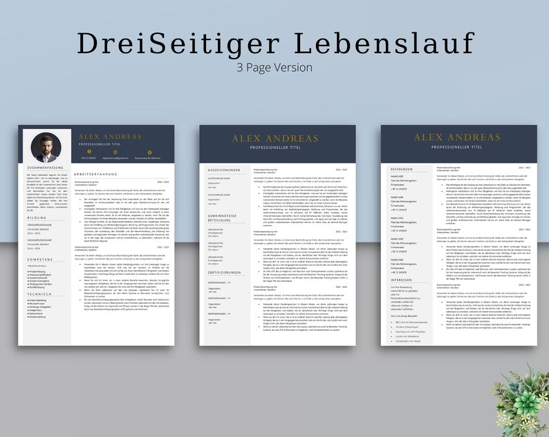 Bewerbungsvorlagen Lebenslauf Vorlage Deutsch Word Pages - Etsy