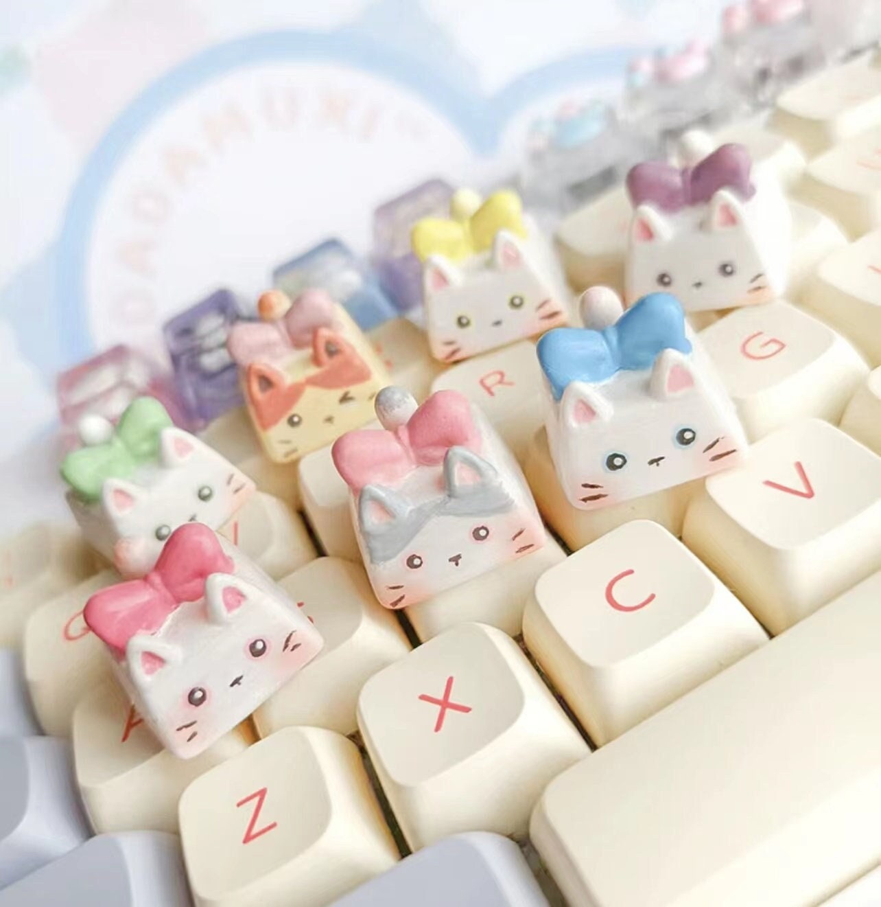 Cute Cat Keycaps Artisan Handpainted Keycaps Resin Keycap Etsy