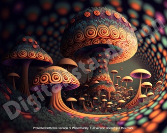 Trippy Mushroom Wallpaper - Etsy