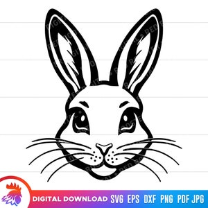 Cartoon konijn, konijn gezicht, konijn hoofd, cartoon paashaas SVG, paashaas clipart, konijn gesneden bestand, cartoon konijn SVG, PNG, vector