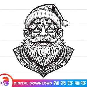 Santa Clause svg, Santa cut file, Happy Santa illustration, Santa Face clipart, Happy Santa, Santa Face png eps vector svg cricut file