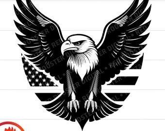 Bald Eagle SVG, American Flag Emblem, Patriotic Laser Cut File (Digital Download)