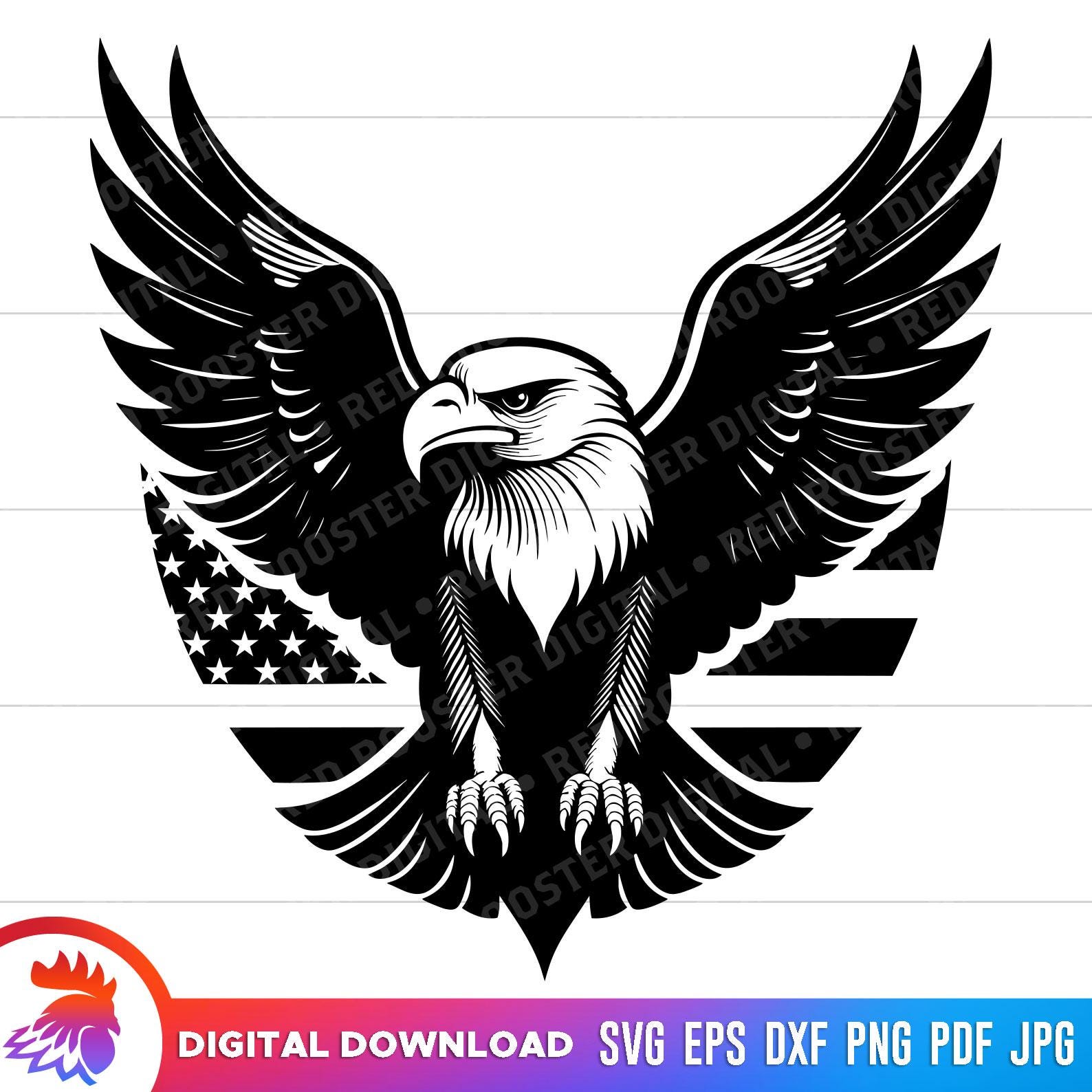 Bald Eagle SVG, American Flag Emblem, Patriotic Laser Cut File (digital ...