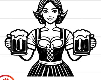 Mujer Oktoberfest SVG, imágenes prediseñadas de jarra de cerveza (descarga digital)