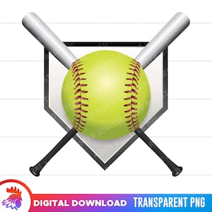 Sublimacja Softball, Kije i Piłka Softball, Turniej Softball, Pobierz Plik Softball, Pobieranie Cyfrowe, Sztuka Ścienna Softball, Przezroczysty