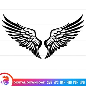 Ailes d'ange svg, ailes d'ange coupe fichier, clipart ailes d'ange, ailes d'ange png, ailes d'ange svg pour cricut, hommage aux ailes d'ange, dxf, vecteur