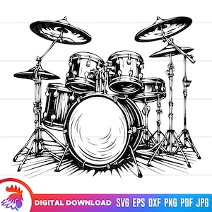 Drum Set svg, Drums clipart, Drum set svg for cricut, drum set laser cut file, drums vector, drum set sketch, drum set png, drum set t-shirt