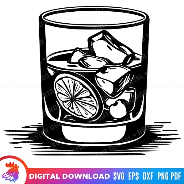 Old Fashioned Cocktail svg, Old Fashioned Drink svg, Bourbon SVG, Whiskey Bourbon, Whiskey svg, Old Fashioned clipart, svg for cricut, png