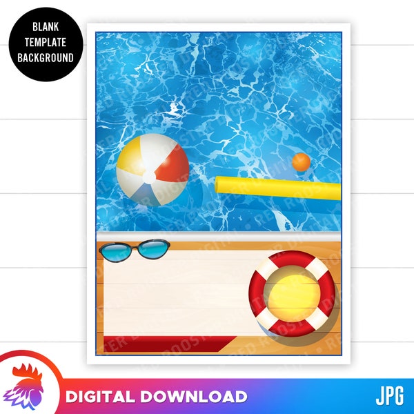 Pool Party Flyer Template, Blank Pool Party Background, Pool Party Invite, Pool Party Template for Canva, Digital Download, Swim Party, JPG