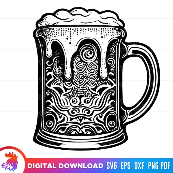 Mug of Beer SVG, beer stein svg, Beer Clipart, Digital Download SVG & PNG, Pint of Beer svg, St. Patrick's Day Beer, vector, illustration