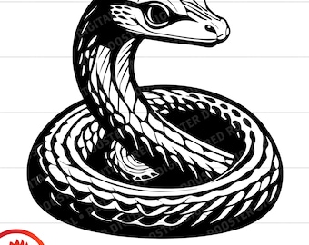 Coiled Snake SVG, Friendly Snake Clipart (Digital Download)