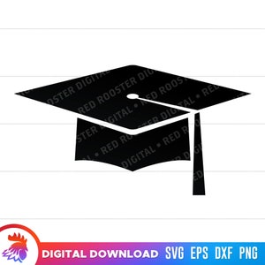 Clipart edukacyjny: Czarna czapka dyplomowa, chwost, pobieranie cyfrowe SVG i PNG, czapka dyplomowa svg, czapka dyplomowa SVG