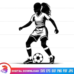 Girl Soccer Player Silhouette, Female Soccer Player, Soccer Sublimation, SVG for Cricut, Girl Soccer Team clipart, Soccer svg, png, dxf, svg