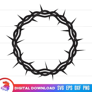 Corona de espinas SVG, archivo de corte de corona de espinas, corona de espinas de Jesús, SVG de Cuaresma, clipart religioso de Pascua, descarga digital