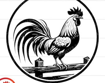 Rooster on Fence SVG, Crowing Bird Cut File (Digital Download)