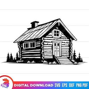 Log Cabin svg, Wilderness Living, Log Cabin clipart, Log Cabin cut file, svg file for cricut, Old Log House, Log Cabin in Woods, png, vector