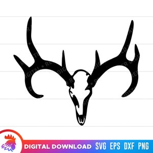 SVG Deer Skull and Antlers, Euro Mount Deer Skull, Digital Download, Cricut SVG, European Mount Deer Skull, Deer Antlers Clipart