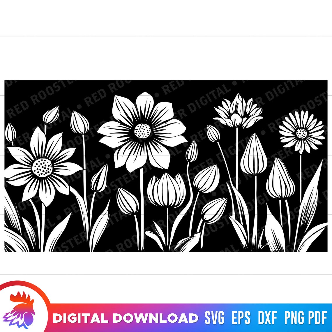 Spring Flowers SVG, Floral Clipart, Wallpaper Pattern (digital Download ...