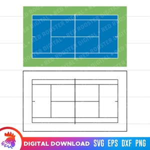 Tennisbaan SVG, tennisbaan verordening, tennisbaan gesneden bestand, tennis gesneden bestand voor Cricut, tennisbaan lijnen