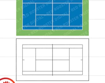 Regulation Tennis Court (svg, eps, png, dxf) (Digital Download)