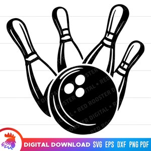 Bowling SVG, Bowlingbal en Pins SVG, Bowling clipart, Bowling SVG voor cricut, Bowling PNG, Bowling staking SVG, gesneden bestand, vector, DXF, PNG