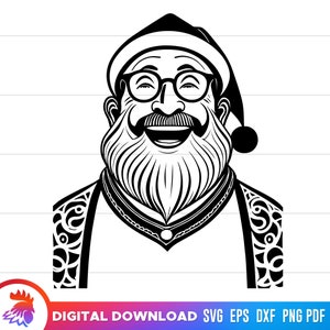 Laughing Santa face svg, Santa face svg, Happy Santa, Santa Face clipart, Santa cut file, Santa Face png eps svg cricut file