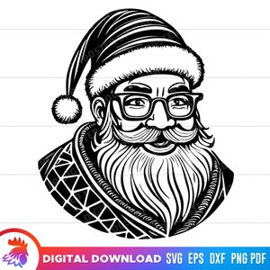 Santa Clause Face svg, Santa SVG, Santa illustration, Santa Face clipart, Santa Illustration, Vintage Santa, Christmas Santa cricut file