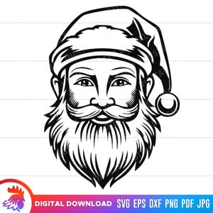 Santa Face svg, Santa Claus cut file, Happy Santa illustration, Santa Face clipart, Retro Santa Face, Santa Face png eps svg dxf cricut file